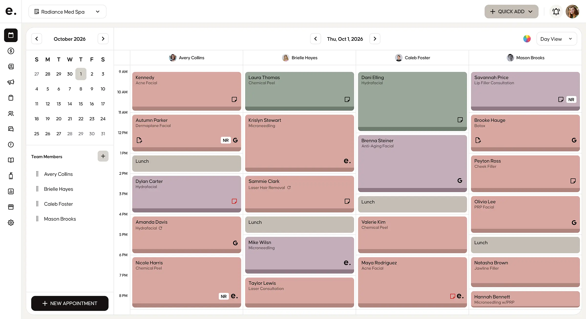 Salon software: Emvari salon calendar
